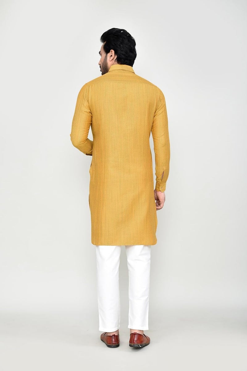 POLY2FAB Hathkargha Men's Traditional Kurta Pajama Set - Solid Pattern Ethnic Wear with Full Sleeves & Buttoned Neck - Image 2